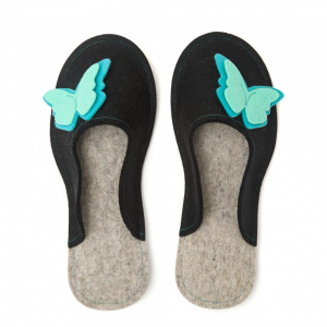 Women's Wool Felt Slippers - Butterfly BLACK 