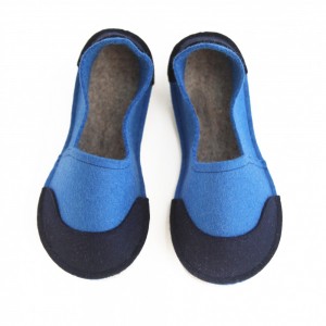 School Kids Wool Felt Slippers - BLUE Boy