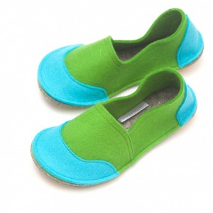 School Kids Wool Felt Slippers - GREEN Boy