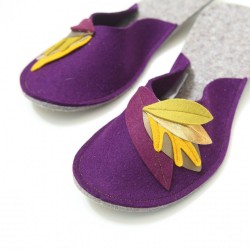 Ženski copati iz filca - Glam - VIJOLIČNA GORČIČNO ZELENA