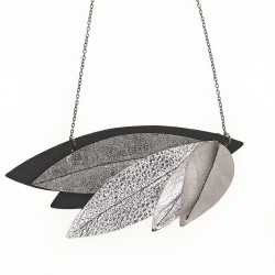 Ogrlica - Glam - list - ČRNA SREBRNA