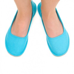 Women's Wool Felt Slippers - Ballerina Turquoise BLUE