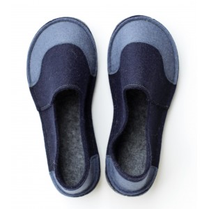 School Kids Wool Felt Slippers - NAVY JEANS Boy