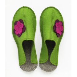 Women's Wool Felt Slippers - Closed GREEN 