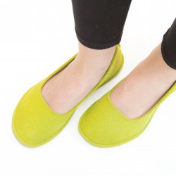Women's Wool Felt Slippers - Ballerina YELLOW GREEN