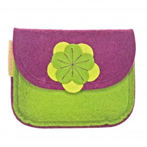 Purse with a Flower - VIOLET green