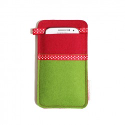 Small Smartphone Wool Felt Slip - Red Green 