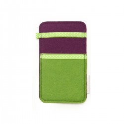 Small Smartphone Wool Felt Slip - VIOLET GREEN dotty green